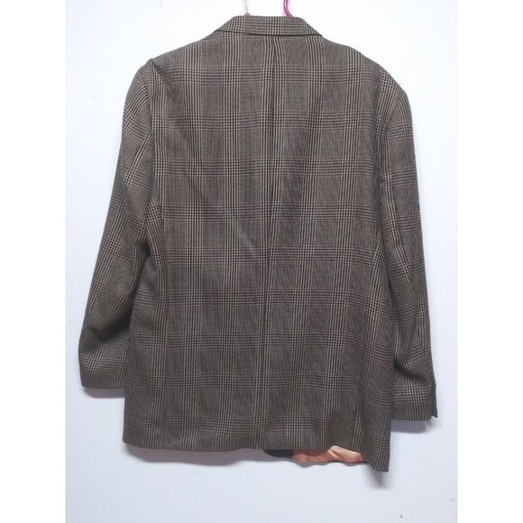 J. RIGGINGS Blazer Jacket Mens 44R Brown tan Wool-blend Houndstooth Sports Coat - Picture 8 of 16